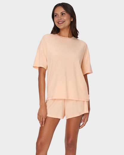 2 Piece Lounge Set Comfywear Supersoft Boxy T-shirt & Sleep Shorts Loungewear