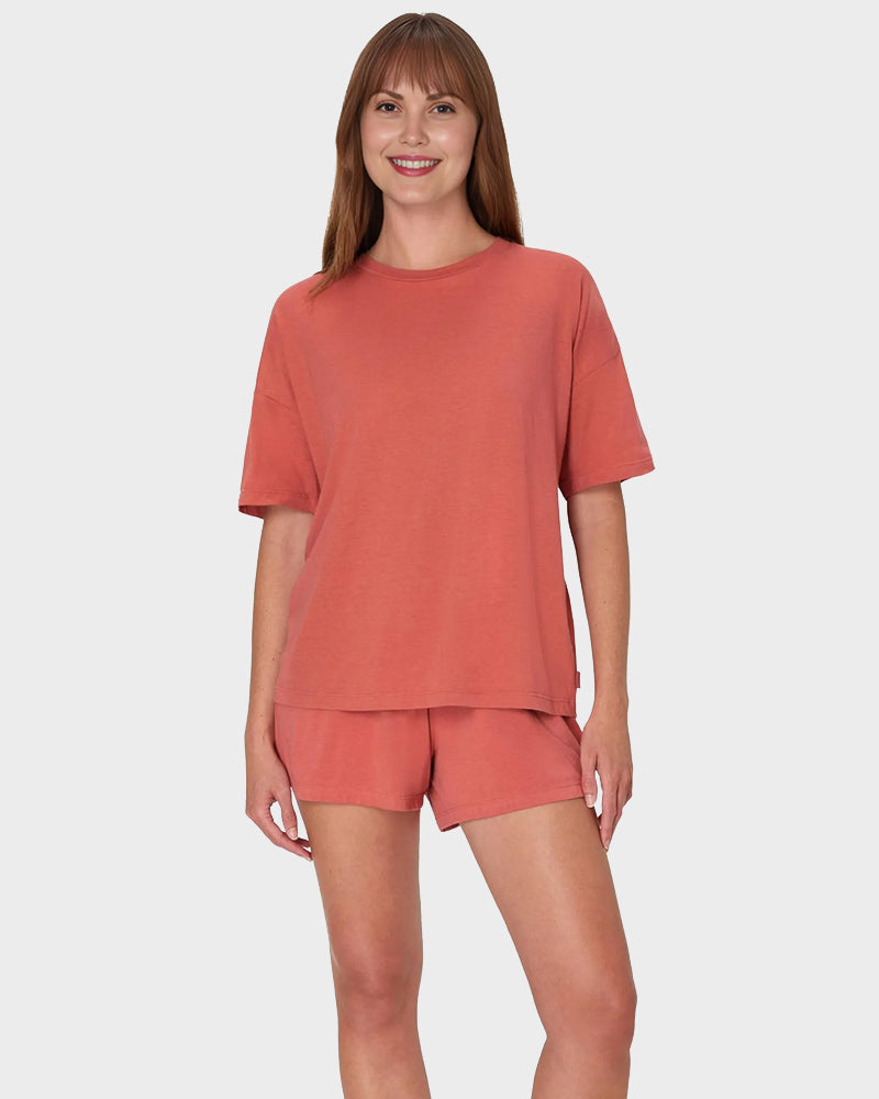 2 Piece Lounge Set Comfywear Supersoft Boxy T-shirt & Sleep Shorts Loungewear