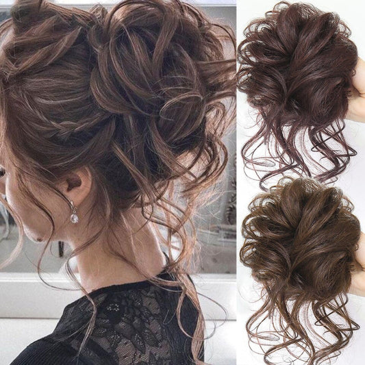 💗Messy Curly Hair Bun