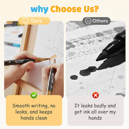 Glitter Brush Markers – dual-tip design, shimmering ink makes cards & crafts sparkle