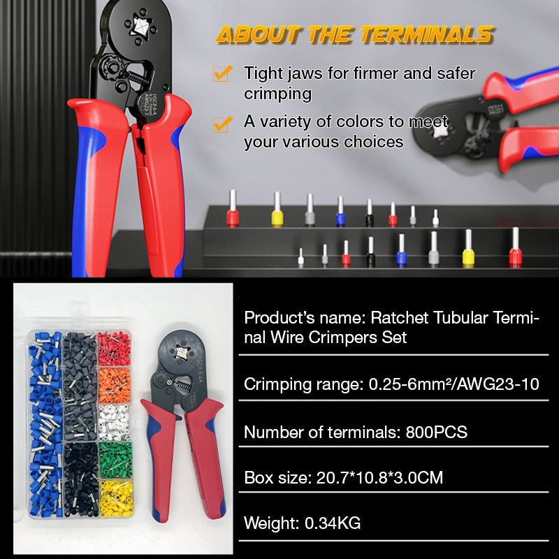 🔥🎊Ratchet Tubular Terminal Wire Crimpers Set | Precision Indent Crimping Tool