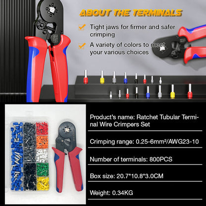 🔥🎊Ratchet Tubular Terminal Wire Crimpers Set | Precision Indent Crimping Tool