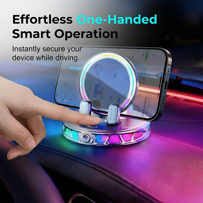 🚗 RGB Auto-Grip Wireless Car Charger Mount – Automatic Phone Holder for Easy Charging