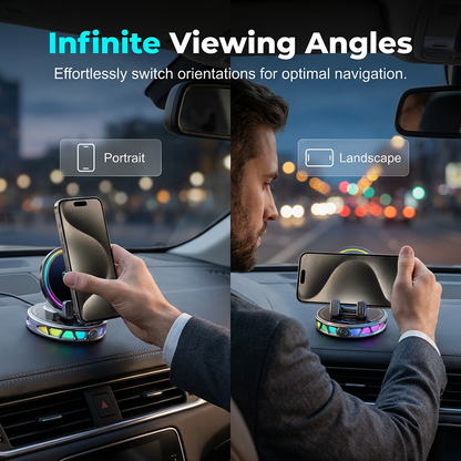 🚗 RGB Auto-Grip Wireless Car Charger Mount – Automatic Phone Holder for Easy Charging