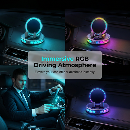 🚗 RGB Auto-Grip Wireless Car Charger Mount – Automatic Phone Holder for Easy Charging