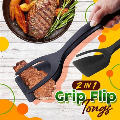 🥩 2-in-1 Spatula Tongs – Heat-resistant silicone & non-slip handle 🔥