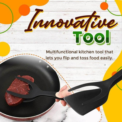 🥩 2-in-1 Spatula Tongs – Heat-resistant silicone & non-slip handle 🔥
