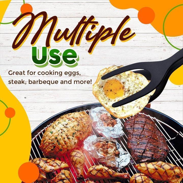 🥩 2-in-1 Spatula Tongs – Heat-resistant silicone & non-slip handle 🔥