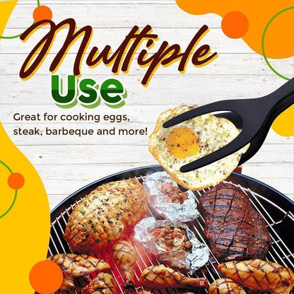 🥩 2-in-1 Spatula Tongs – Heat-resistant silicone & non-slip handle 🔥