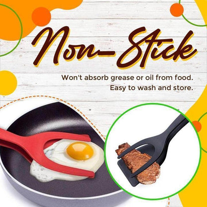 🥩 2-in-1 Spatula Tongs – Heat-resistant silicone & non-slip handle 🔥