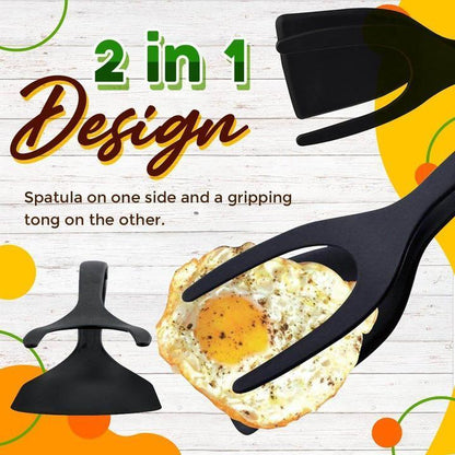 🥩 2-in-1 Spatula Tongs – Heat-resistant silicone & non-slip handle 🔥