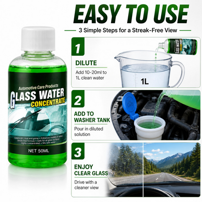 🥳2026 HOT SALE💧✨Glass Concentrate – 10ml makes 1L, cuts bugs & grime, streak-free. 1 bottle = 50L. From £6.99 – lowest price online! 🚗💪