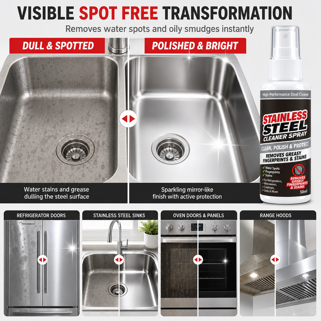 ✨ Stainless Steel Cleaner & Polish Spray – Multi-Purpose Surface Cleaning Solution