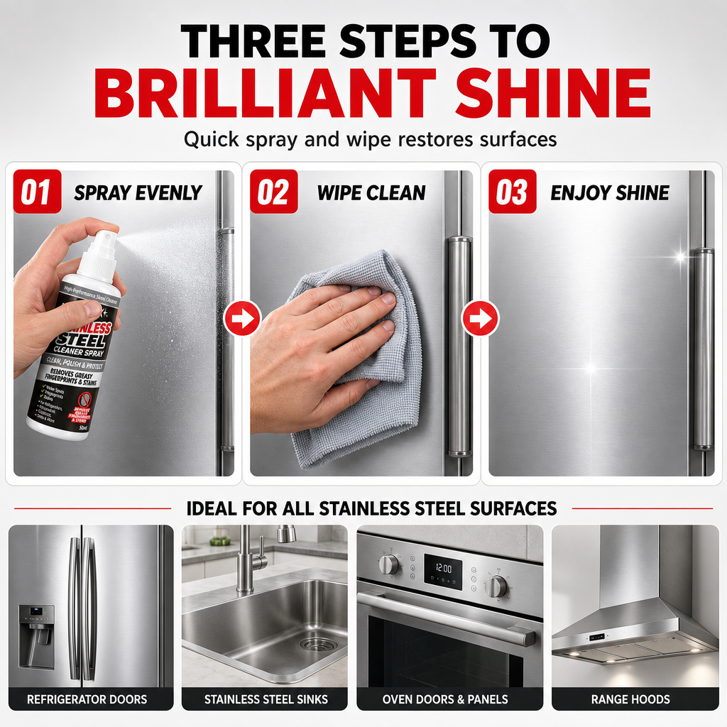 ✨ Stainless Steel Cleaner & Polish Spray – Multi-Purpose Surface Cleaning Solution