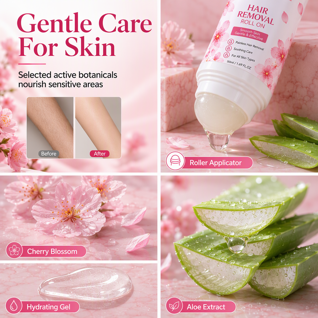 🌸 Smooth Roll-On Hair Remover – Gentle Body Hair Removal for Silky Skin