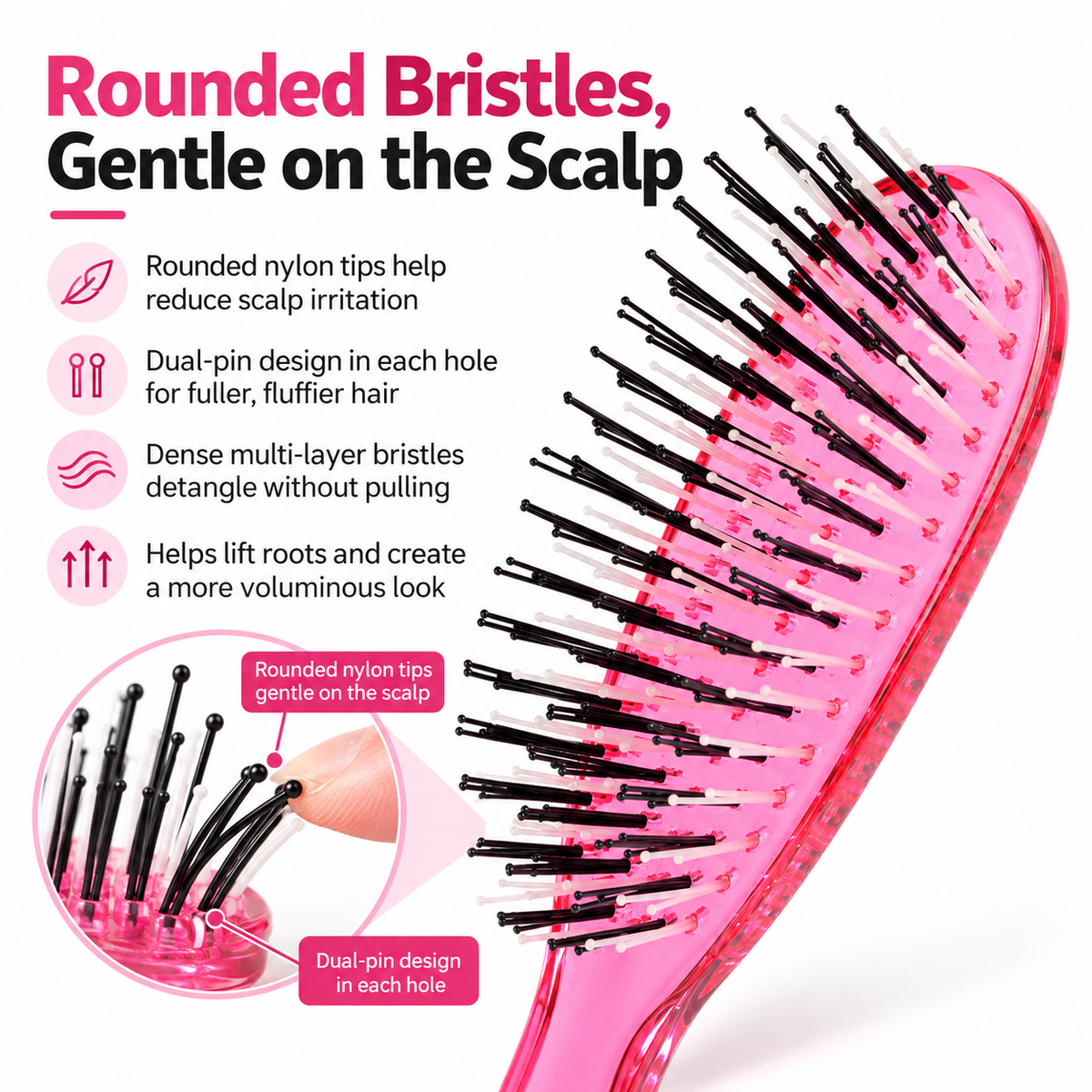🌸 2-in-1 Scalp Massage & Detangling Hairbrush – Gentle Everyday Hair Care